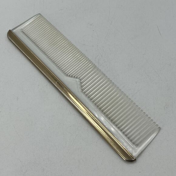 Unbranded Other - Vintage Clear Lucite Hair Comb Metal Edge 7" Gold Tone Salon